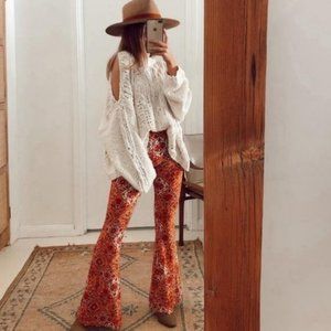 FREE PEOPLE Dancing Cold Ocean Chunky Knit Oversized Cold Shoulder Sweater M L